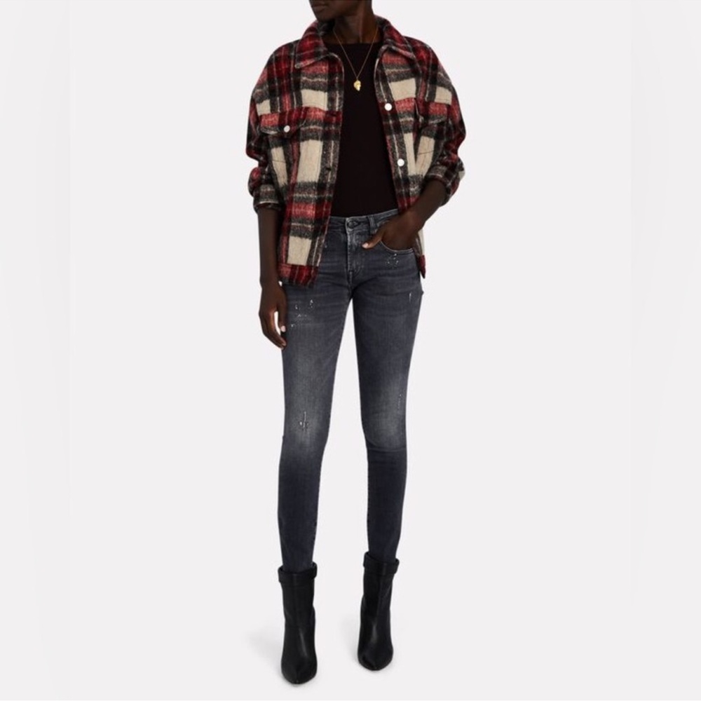 R13 Distressed Skinny Jeans - dark grey
